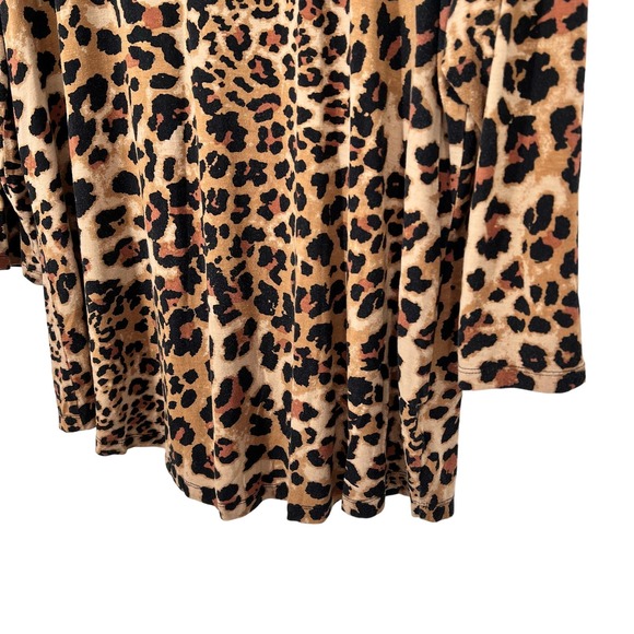 JM Collection Sz XL Leopard Print Brown Stretchy Blouse Shirt Top Lounge Cozy - Picture 5 of 8